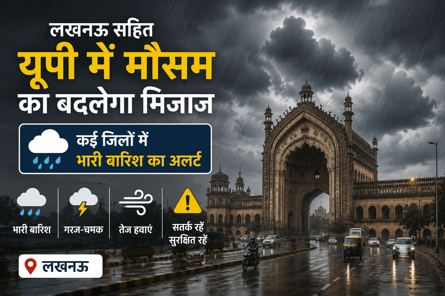 यूपी में मौसम का बदलेगा मिजाज, कई जिलों में भारी बारिश और आंधी की चेतावनी