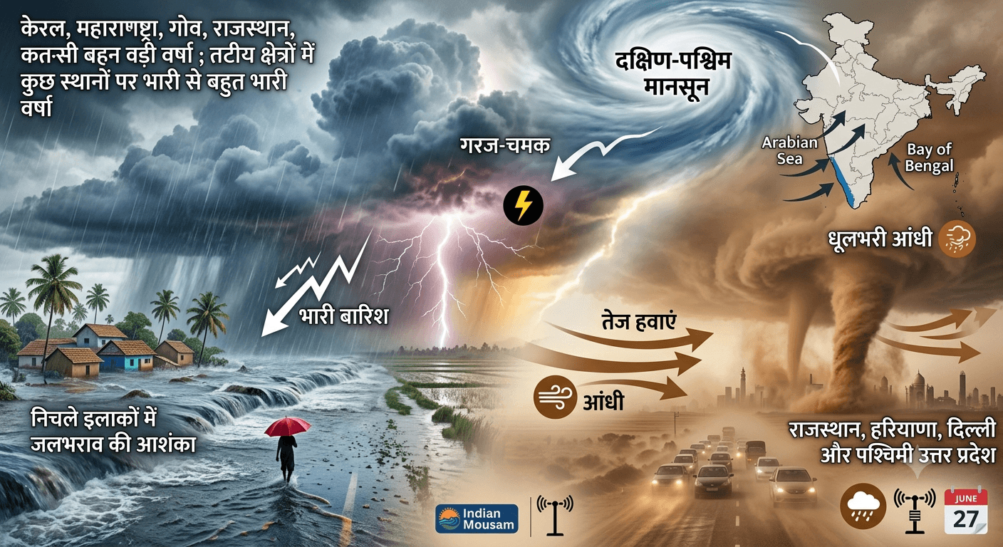 देशभर में मानसून सक्रिय, कई राज्यों में भारी बारिश और धूलभरी आंधी का अलर्ट